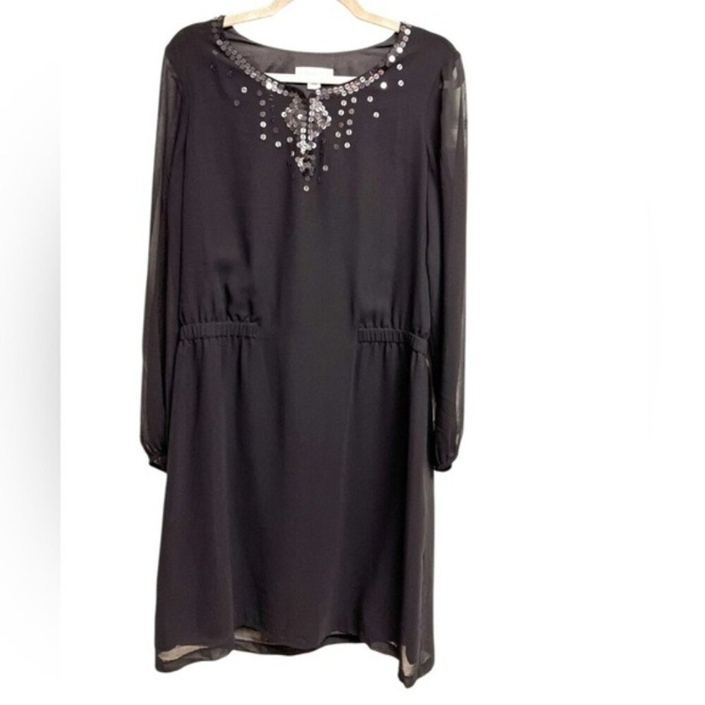 $139 NEW COLDWATER CREEK Sz 14 Black Sequin Evening Cocktail Party Formal Dress